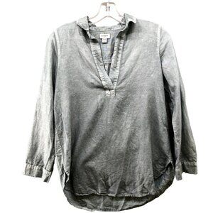 J. Crew Popover Top Linen Cotton Blend Womens XXS Long Sleeve Vintage Wash